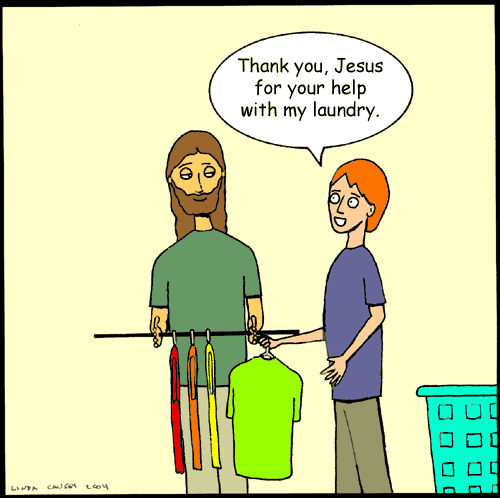 Jesus helps with the laundry