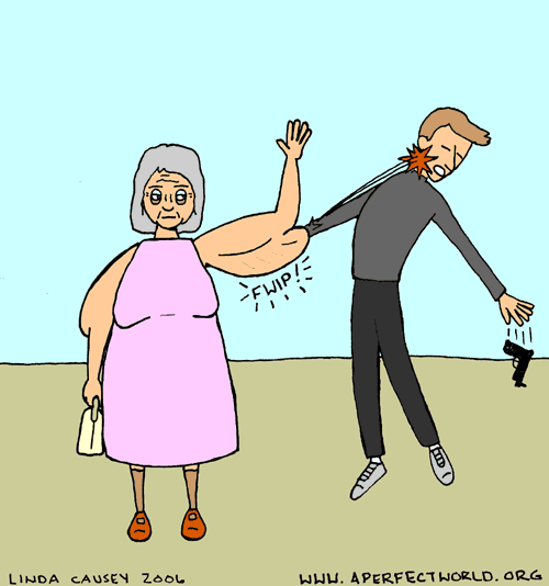 Granny thwarts a robber