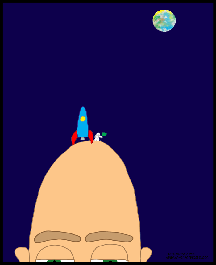 Astronaut lands on a head
