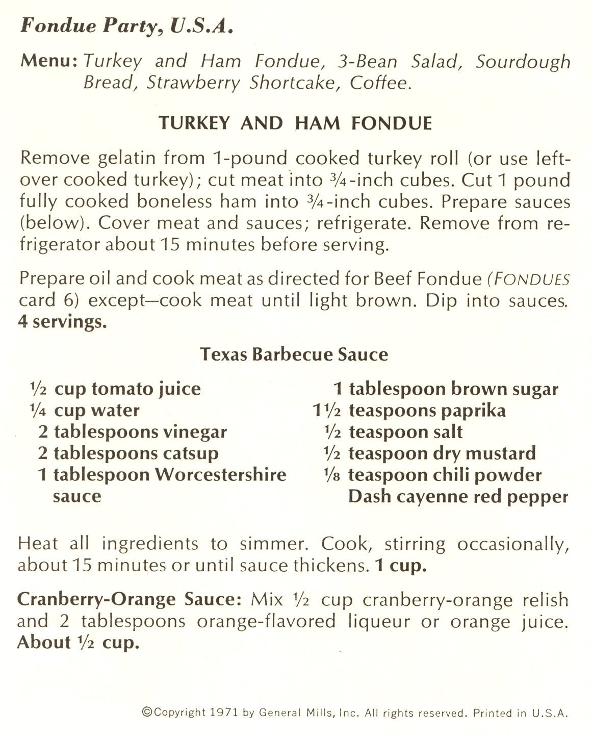 1971 Betty Crocker Recipe Library - Fondues: Fondue Party, U.S.A.